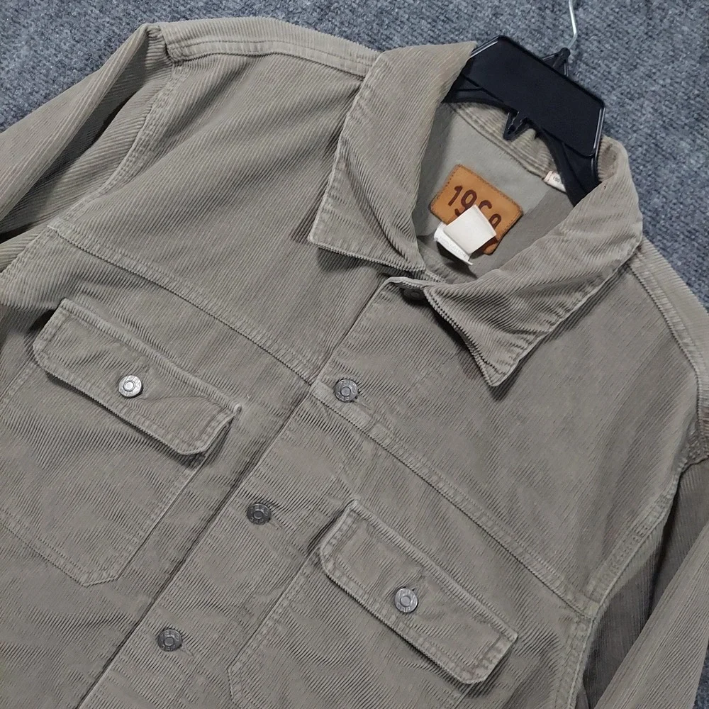 Gap Jacket Mens Large Beige Corduroy Button Front 1969 Trucker Bomber Casual